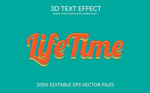 Шаблон текстового эффекта Life Time 3D Vector Eps