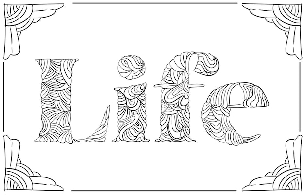 Life typography floral coloring book