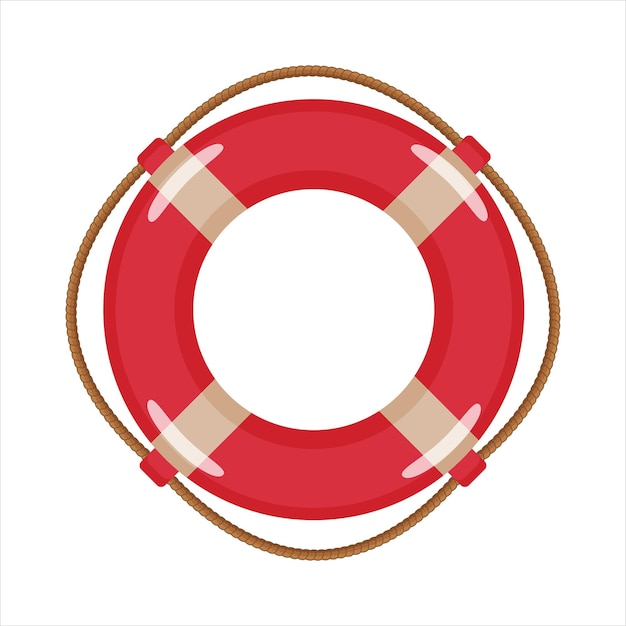 Спасательный круг красный на белом фоне.