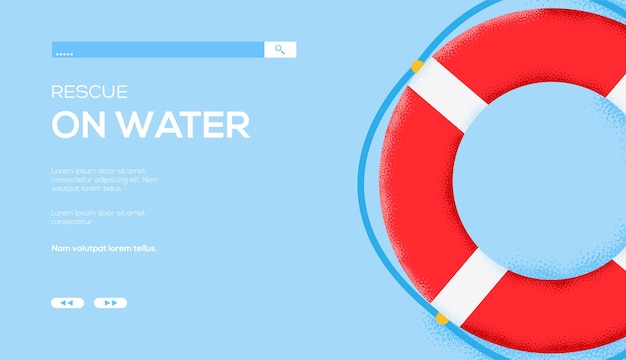ベクトル 救命浮環、水の web テンプレートでレスキュー。