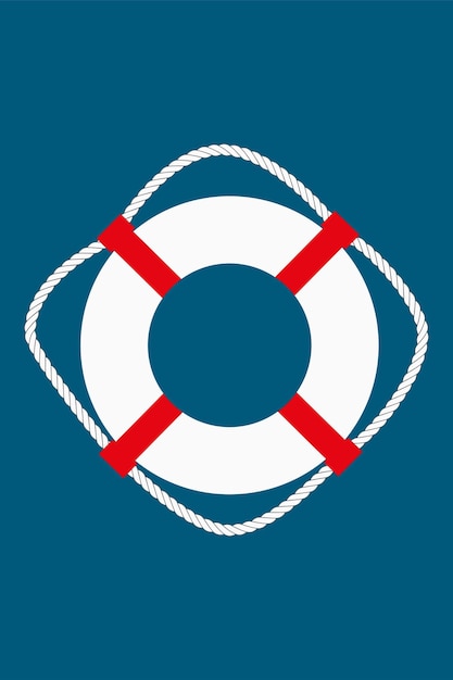 Символ спасательного круга для помощи и страховой концепции плоской векторной иллюстрации