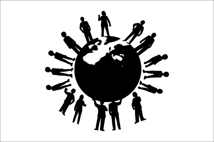 Vector lifecycle stages of life background different people stand together flat vector illustration