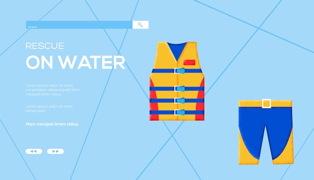 Lifeguard's uniform concept flyer,web banner, ui header, enter site. .