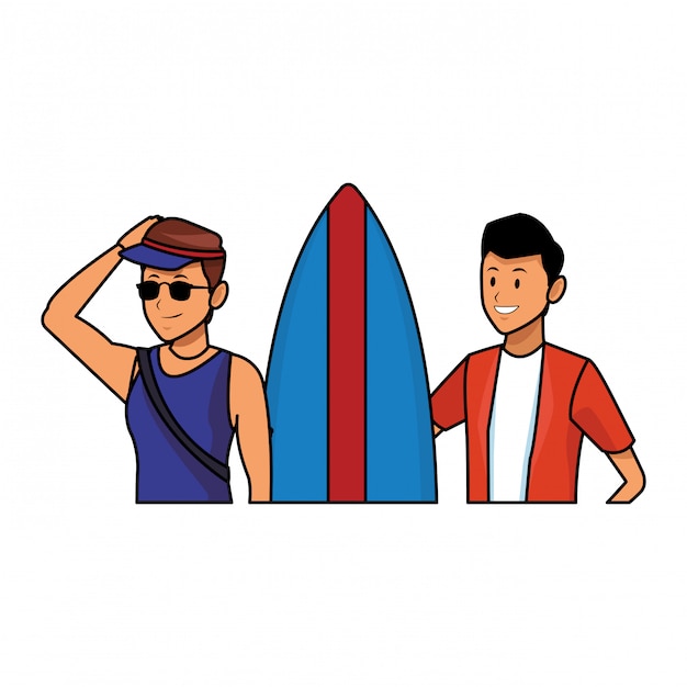 Vector lifeguard with man and surfboard