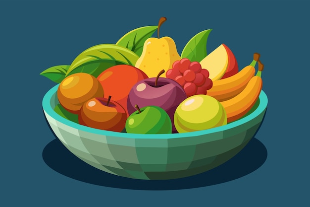 Vector lifelike rendering of a delicious bowl of fruit in 3d realistic detail