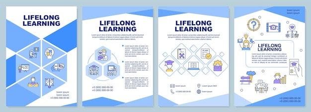 Vector lifelong learning guideline brochure template ongoing education leaflet design with linear icons 4 vector layouts for presentation annual reports arialblack myriad proregular fonts used