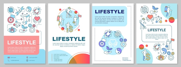 Layout del modello di brochure sullo stile di vita. modo di vivere. stile di vita. volantino, opuscolo, design di stampa di volantini con illustrazioni lineari. layout di pagina vettoriale per riviste, relazioni annuali, manifesti pubblicitari