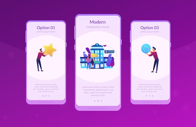 Modello di interfaccia app hotel lifestyle.