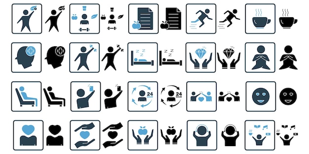 Lifestyle illustration icon set Solid icon style Simple vector design editable