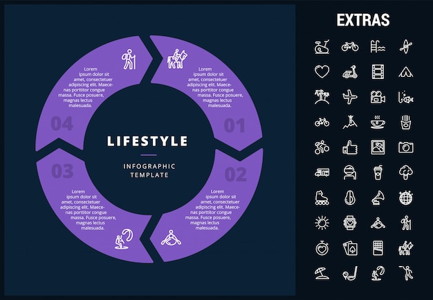 Lifestyle infographic sjabloon, elementen en pictogrammen