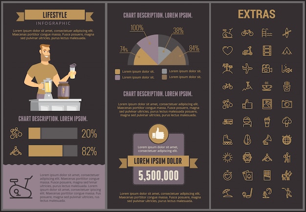 Образ жизни инфографики шаблон, элементы и значки