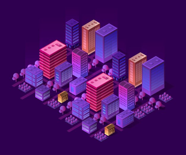 Vector lifestyle scene urban isometric 3d illustration of a city