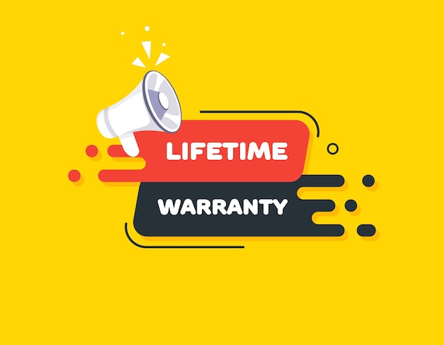 Lifetime warranty Flat color banner lifetime warranty Vector illustration