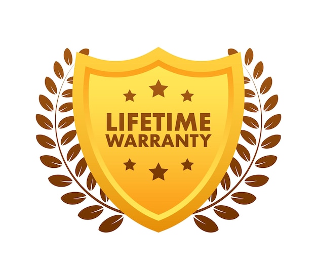 Lifetime warranty gold sign label Vector stock illustration