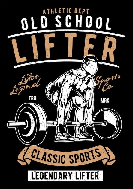 Vector lifter, vintage illustratie poster.