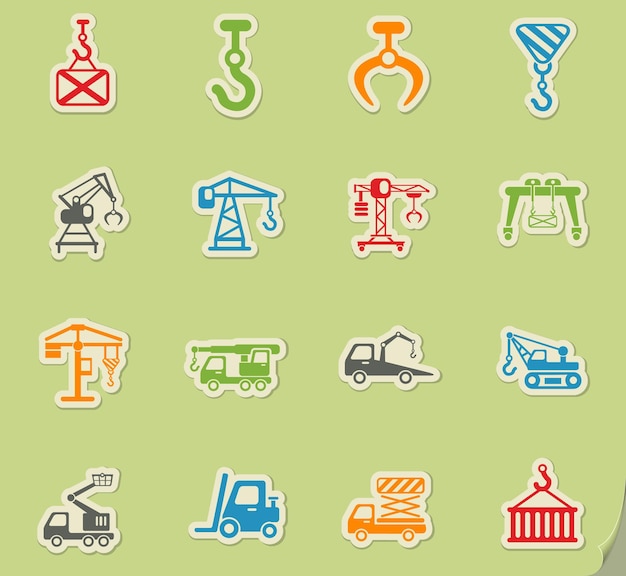 Vector lifting machines icon set