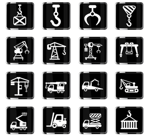 Lifting machines web icons for user interface design