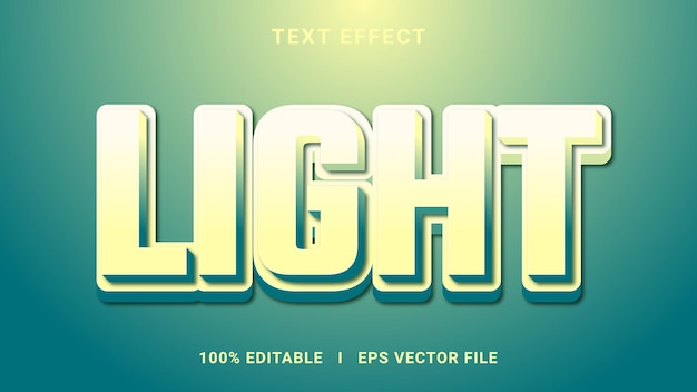 Light 3D editable text effect premium vector for illustrator