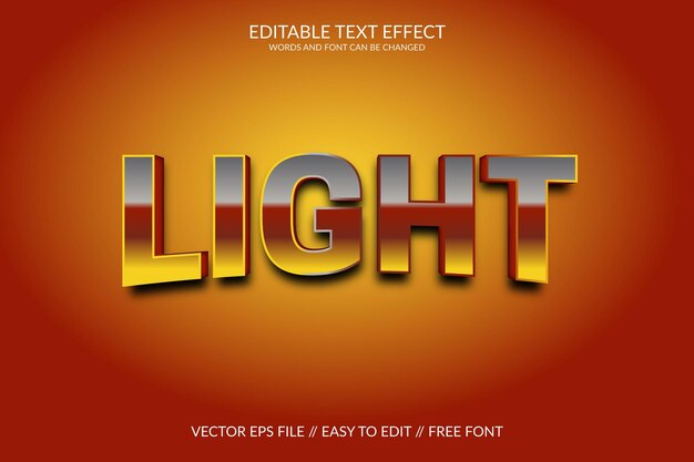 Light 3D Fully Editable Eps Vector Text Effect