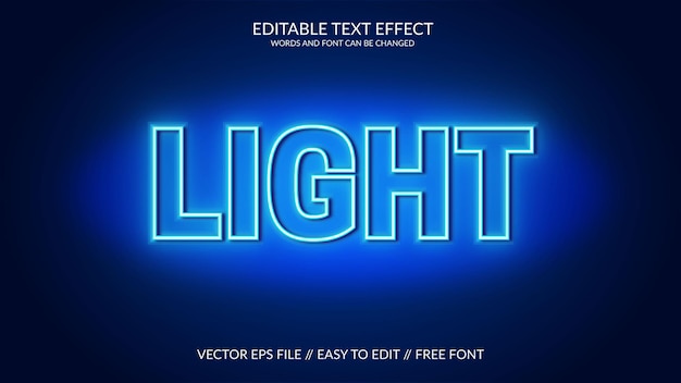 Light 3D Fully Editable Vector Eps Text Effect Template