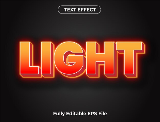 Vettore light 3d text effect design con font completamente modificabile