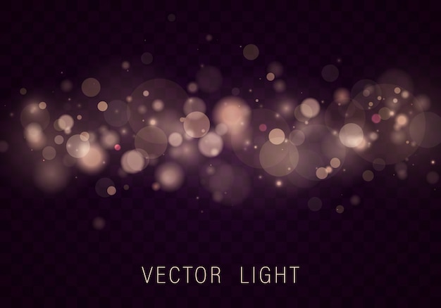 Light abstract glowing bokeh lights effect isolated on transparent background.