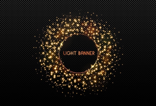 Light banner with small sparkling dust particles and stars.