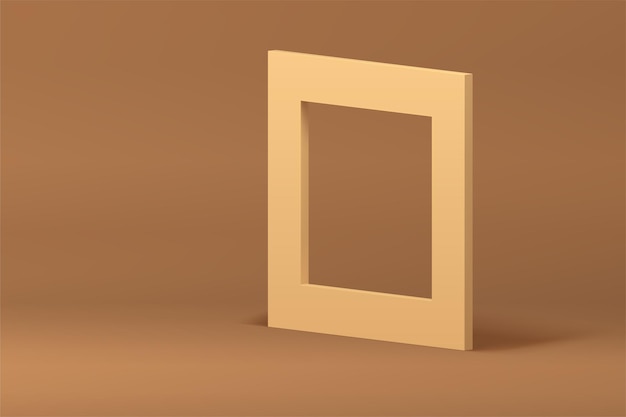 Light beige 3d squared frame isometric wall background for commercial advertising vector illustration Realistic pastel brown border promo showcase stand for product shopping sale discount