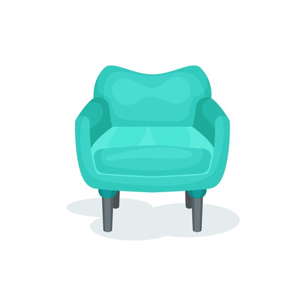 Luce blu poltrona soggiorno mobili interior design elemento vettoriale illustrazione su sfondo bianco