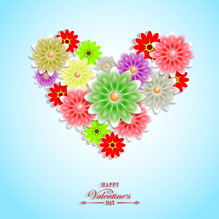 वेक्टर light blue background with a silhouette of hearts made of flowers