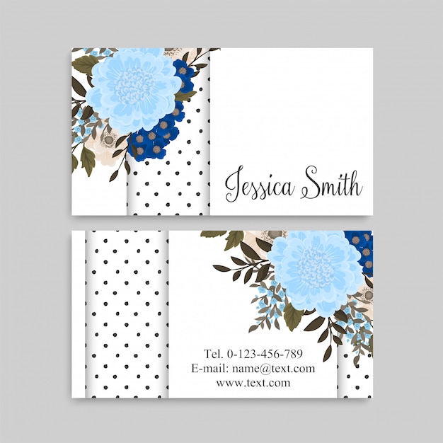 Vector light blue business cards flower template