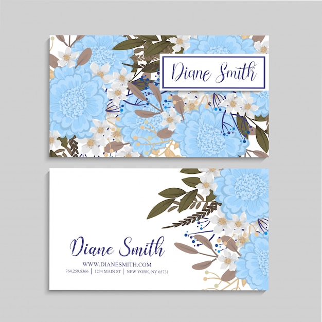 Light blue flower business cards