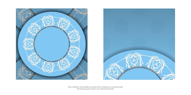 Light blue flyer with abstract white ornaments prepared for typography.