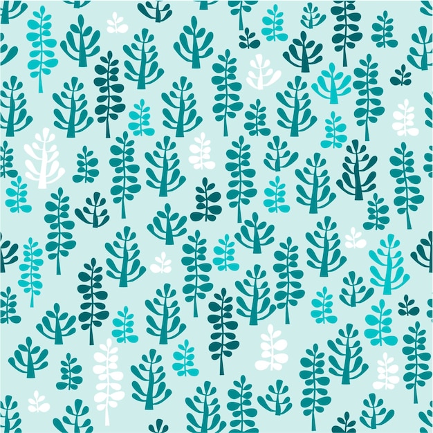 Light blue and green leaf seamless pattern