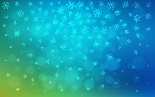 Light blue green vector pattern with christmas snowflakes