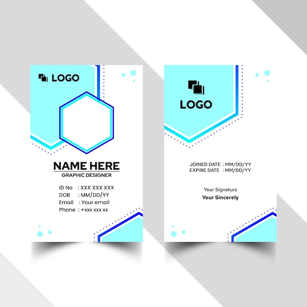 Light blue id card template