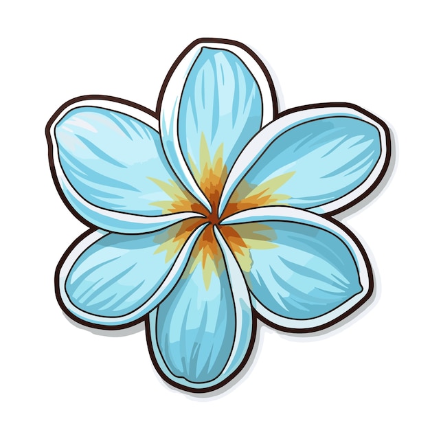 light blue plumeria flower sticker Illustration Vector