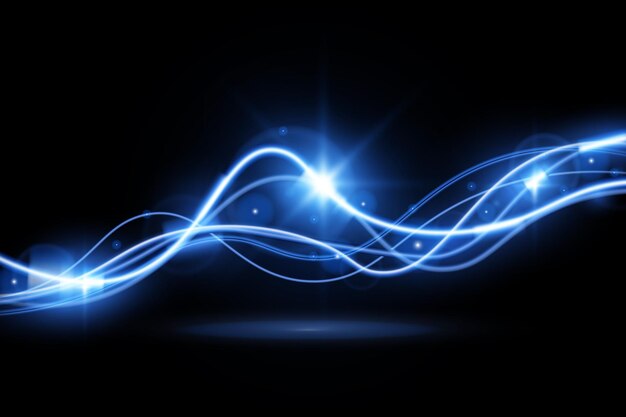 Vector light blue trail wave vectorglowing smooth curved lineslaser waveglowing light effectblue trail