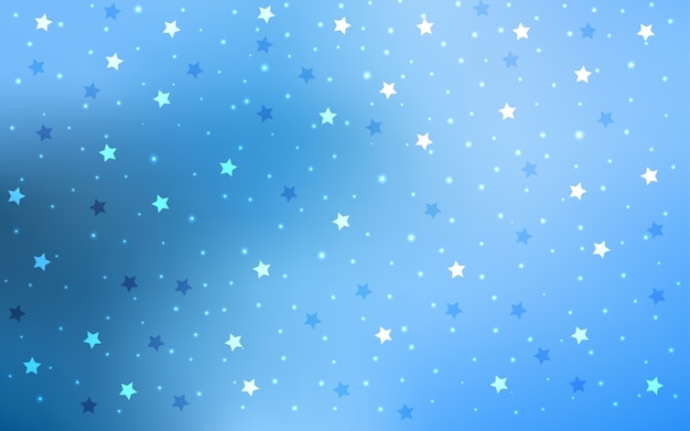 Light BLUE vector background with colored stars