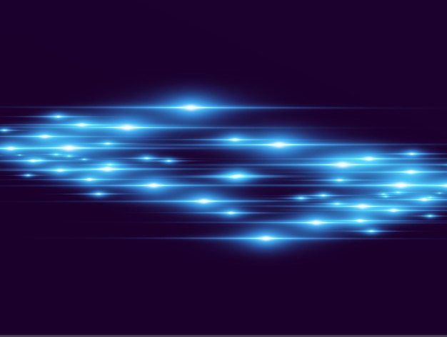 밝은 파란색 벡터 특수 효과. 어두운 배경에 빛나는 아름다운 밝은 선.