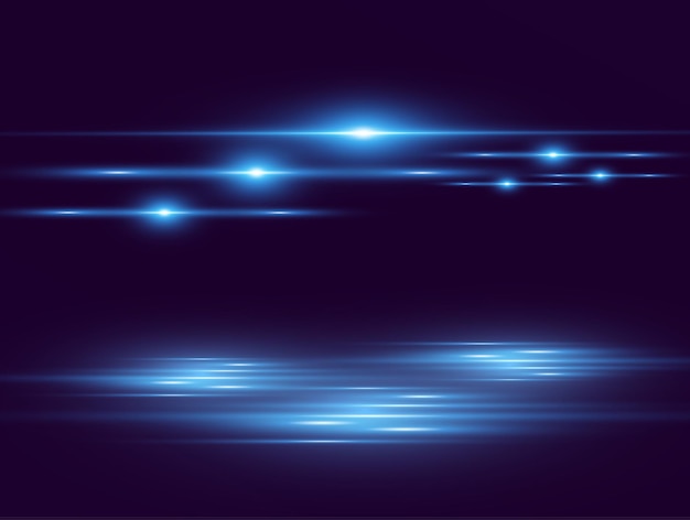 밝은 파란색 벡터 특수 효과 어두운 배경에 빛나는 아름다운 밝은 선