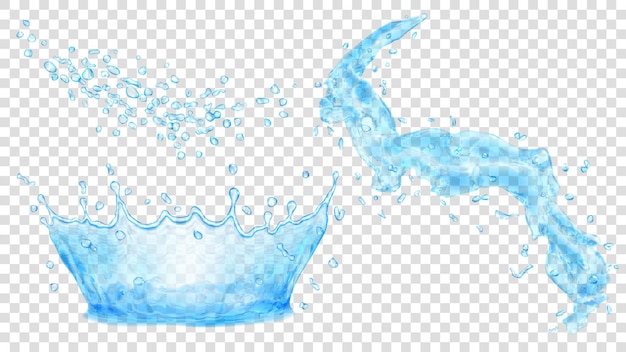 Light blue water crown drops and splash of water