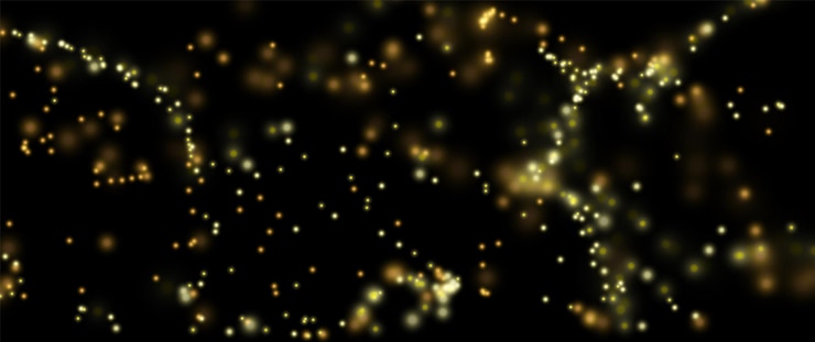Vector light bokeh magic background gold shiny particles effect abstract glow liguid sparks