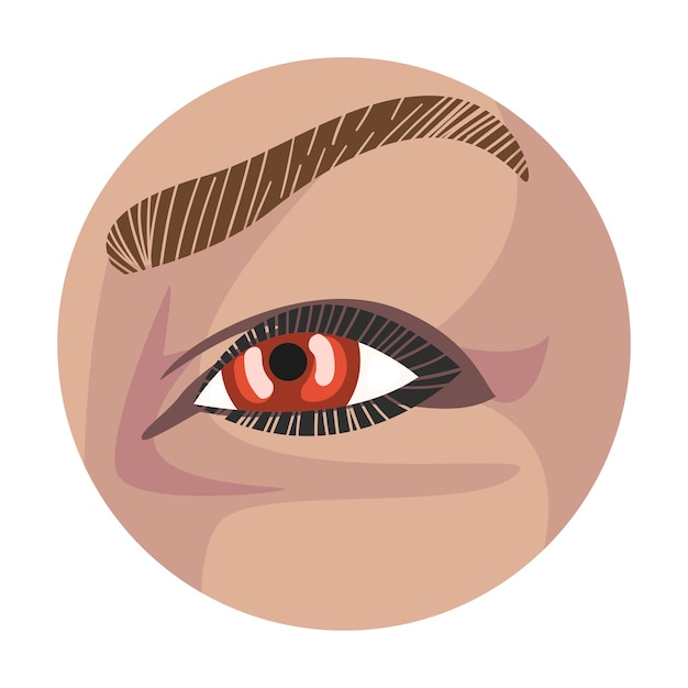 Light Brown Eye in the Circle Part of Male or Female Face Vector Illustration