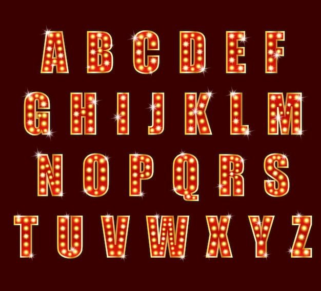 Light bulb alphabet glamorous showtime theater alphabet