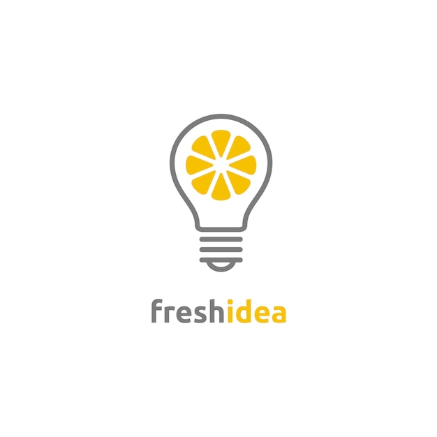 Лампочка и ломтик лимона логотип fresh idea