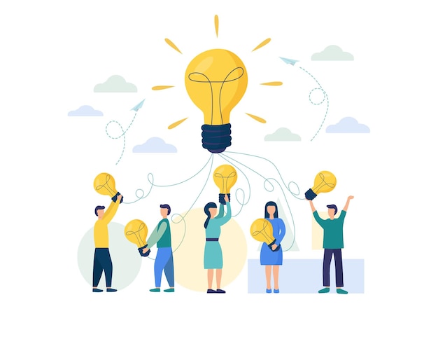 The light bulb as a symbol of teamwork and brainstorming