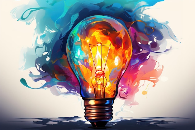 Light bulb brain met glanzend wireframe neurale netwerken en kunstmatige intelligentie