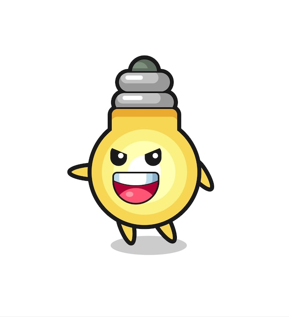 Light bulb cartoon with very excited pose , cute style design for t shirt, sticker, logo element