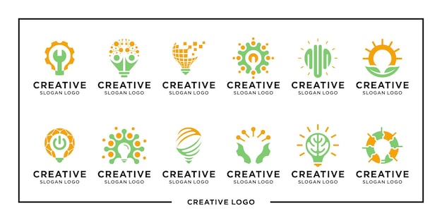 Vector light bulb creative logo bundle